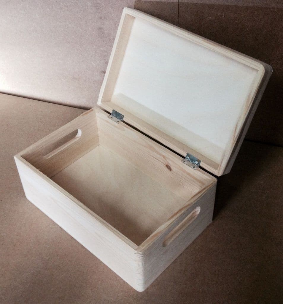 A * Pine wood box with lid and handles 30x20x14CM DD168 memory chest wedding 